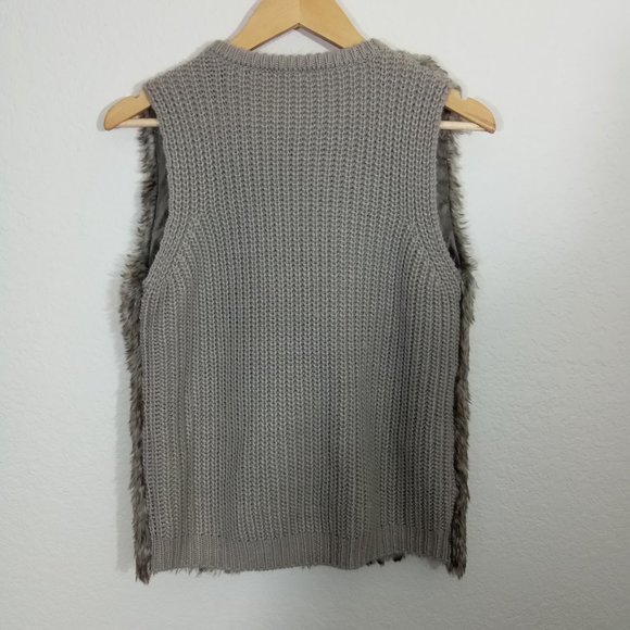 Poof Brown Waffle Knit Faux Fur Vest - Picture 5 of 8